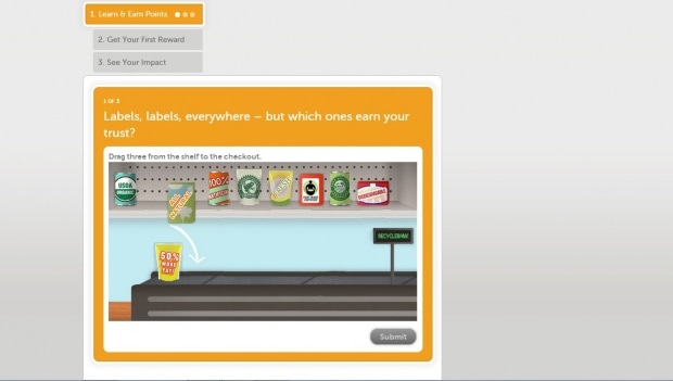 Фрагмент интерфейса сайта Recyclebank
