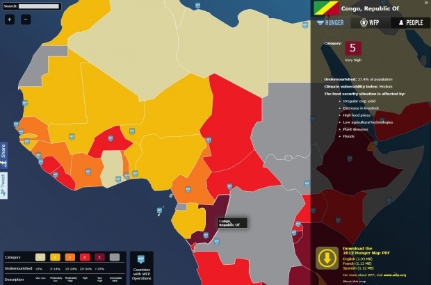 Фрагмент интерфейса сайта Hunger Map