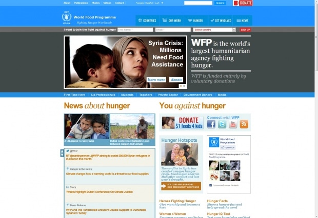 Фрагмент интерфейса сайта World Foog Programme