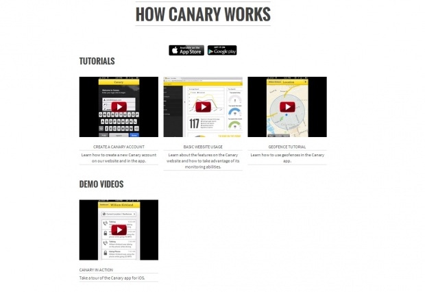 Фрагмент интерфейса сайта Canary