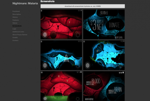 Фрагмент интерфейса сайта Malaria:Nightmare