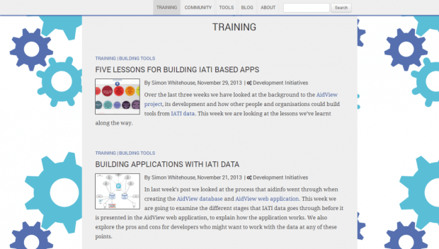 Фрагмент интерфейса сайта Open Development Toolkit. Раздел Training.