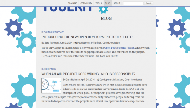 Фрагмент интерфейса сайта Open Development Toolkit. Раздел Blog.