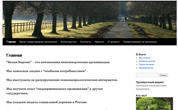 Сайты, сделанные при поддержке Теплицы: некоммерческая организация «Белая ворона»