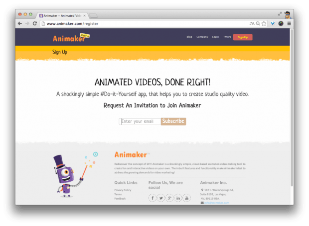 Фрагмент интерфейса сайта Animaker.