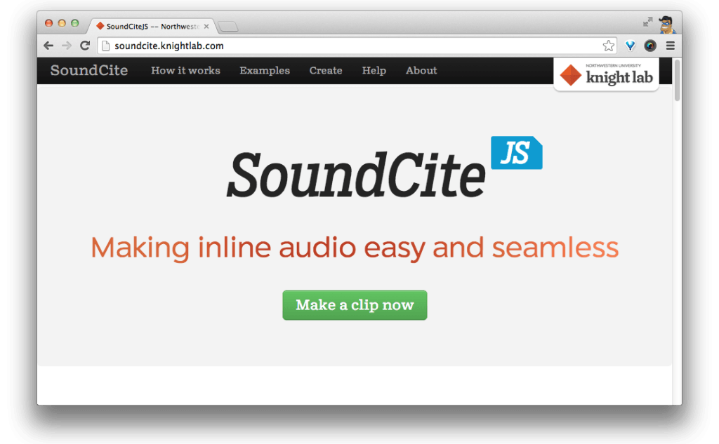 Фрагмент интерфейса сайта SoundCite.