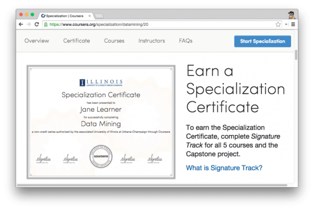 Пример сертификата Специальности по Data Mining