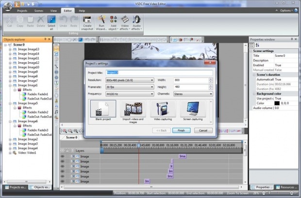 Фрагмент программы VSDC Free Video Editor.
