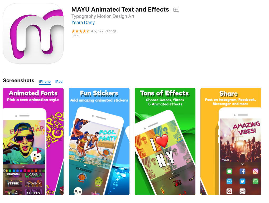 MAYU Animated Text and Effects - Я мобильный: приложения для создания анимации на смартфоне