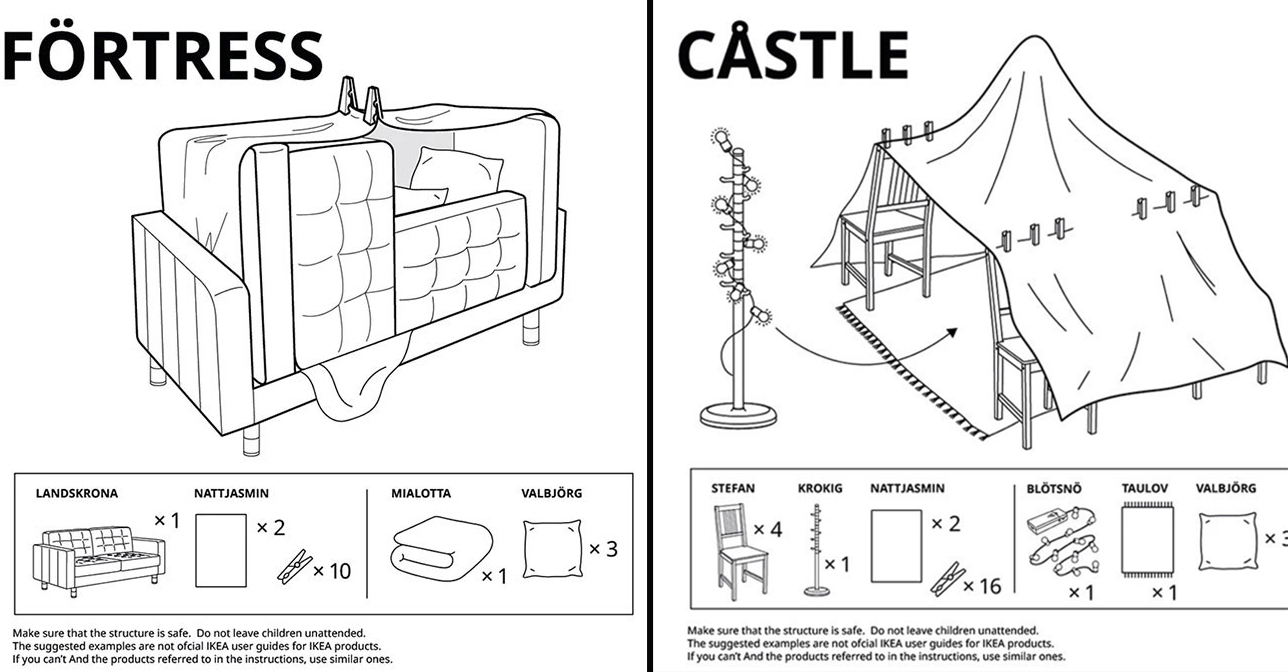 Скриншот инструкции по созданию разных типов домика от ИКЕА, запущенной в период карантин #явдомикеИКЕА.
