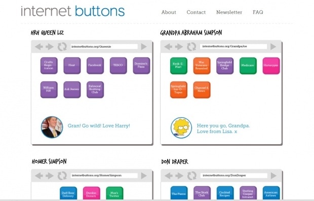 Фрагмент интерфейса сайта Internet Buttons