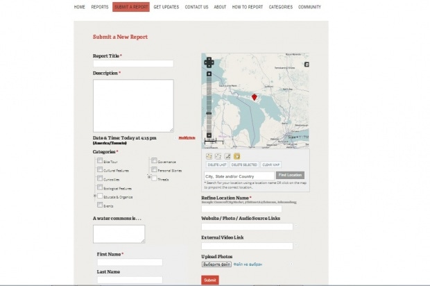 Фрагмент интерфейса сайта Great Lakes Commons map